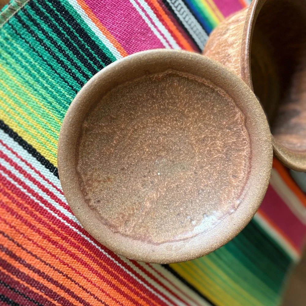 Vintage Studio Pottery Lidded Bowls Set of 2 Earth Tone Speckled Stoneware 5.5